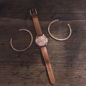 Michael Kors leather watch with matching bracelets
